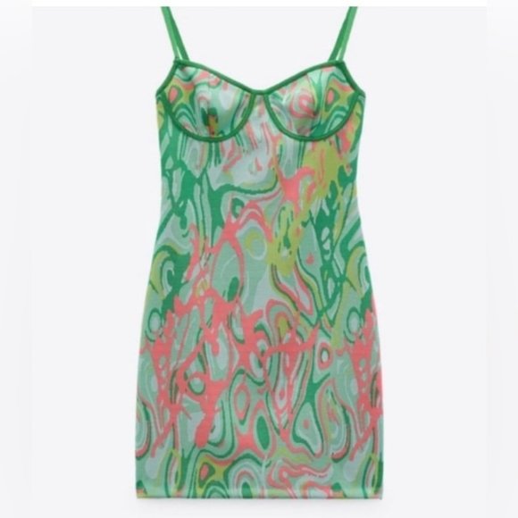 Zara Vibrant Patterned Knit Dress NWOT - Picture 3 of 8